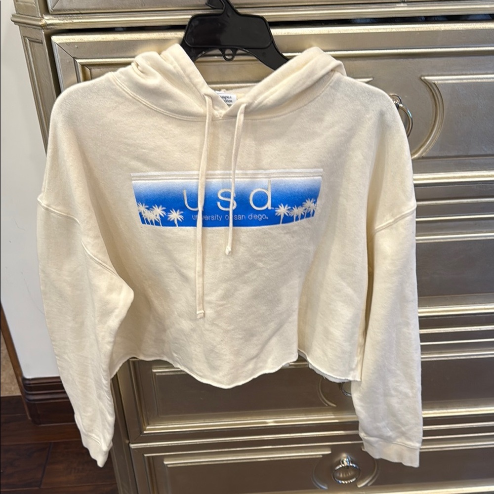 Cream and Blue Hoodie
